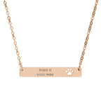 Engravable Paw Bar Necklace – Tell us the name or message you’d like engraved — make it personal.