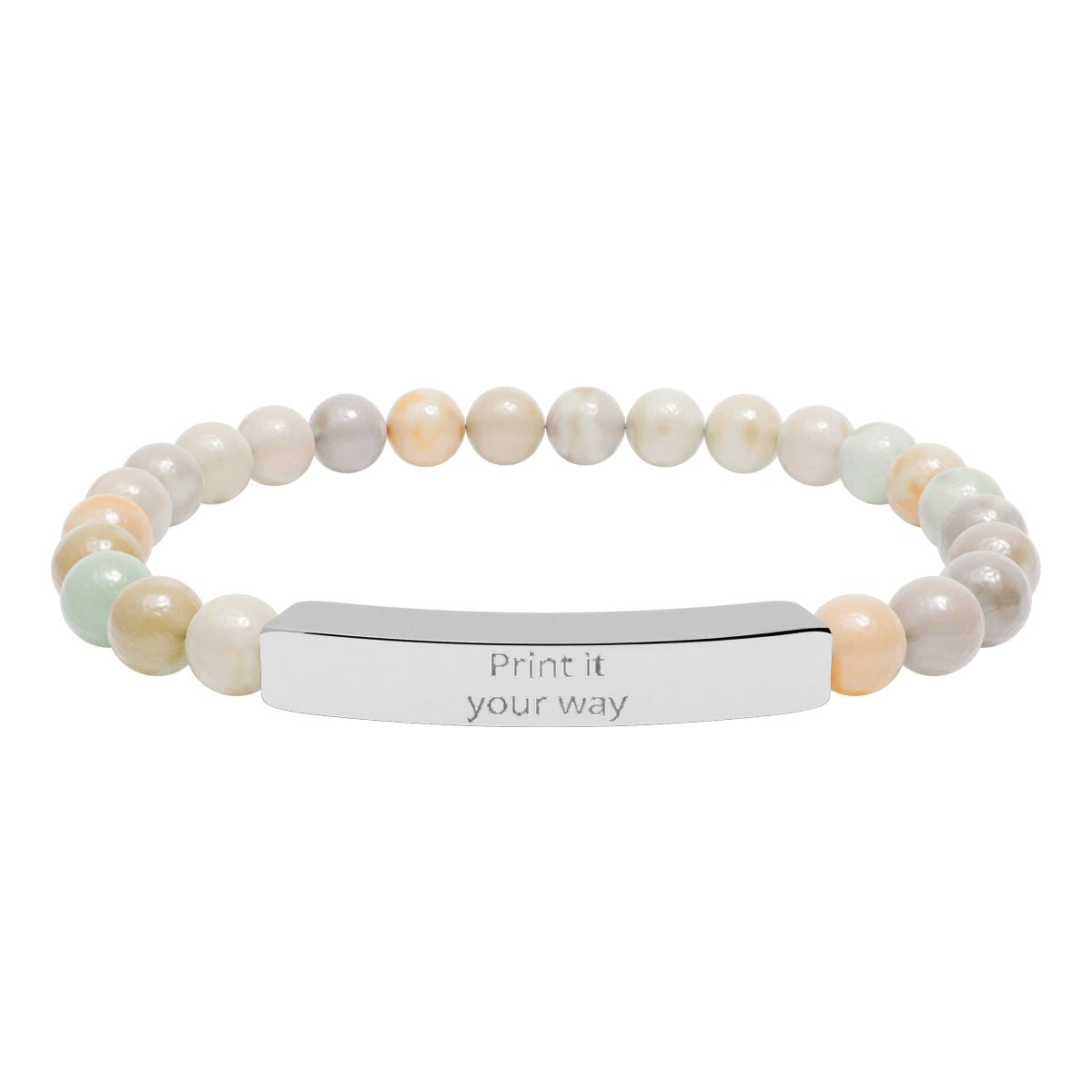 Engravable Stone Bead Bracelet — Personalized Bar Bracelet