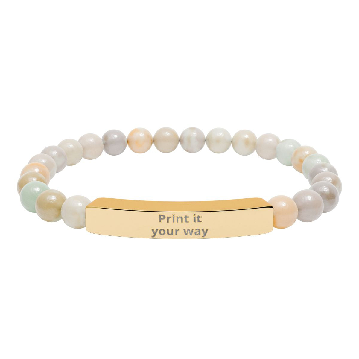 Engravable Stone Bead Bracelet — Personalized Bar Bracelet