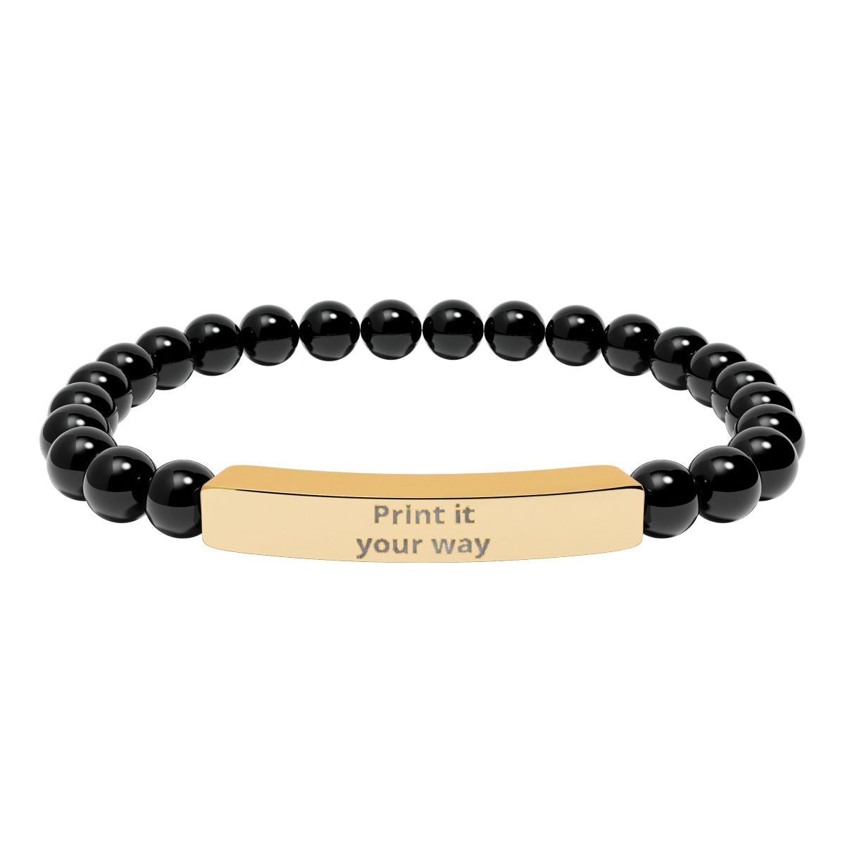 Engravable Stone Bead Bracelet — Personalized Bar Bracelet