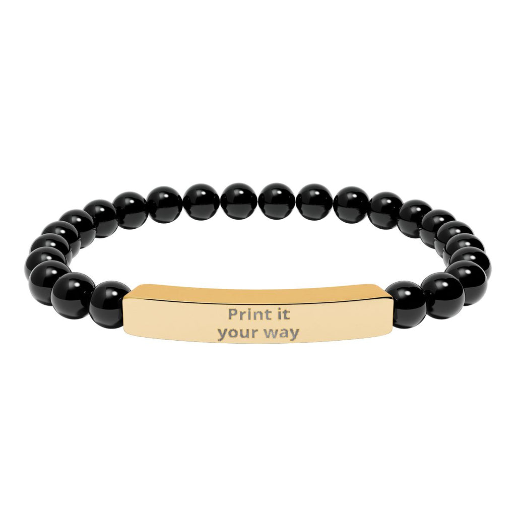 Engravable Stone Bead Bracelet — Personalized Bar Bracelet