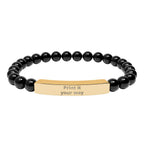 Engravable Stone Bead Bracelet — Personalized Bar Bracelet