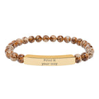 Engravable Stone Bead Bracelet — Personalized Bar Bracelet