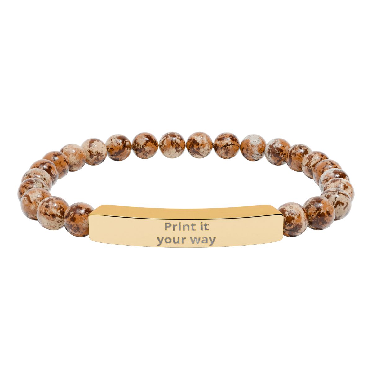 Engravable Stone Bead Bracelet — Personalized Bar Bracelet