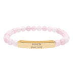 Engravable Stone Bead Bracelet — Personalized Bar Bracelet