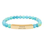 Engravable Stone Bead Bracelet — Personalized Bar Bracelet