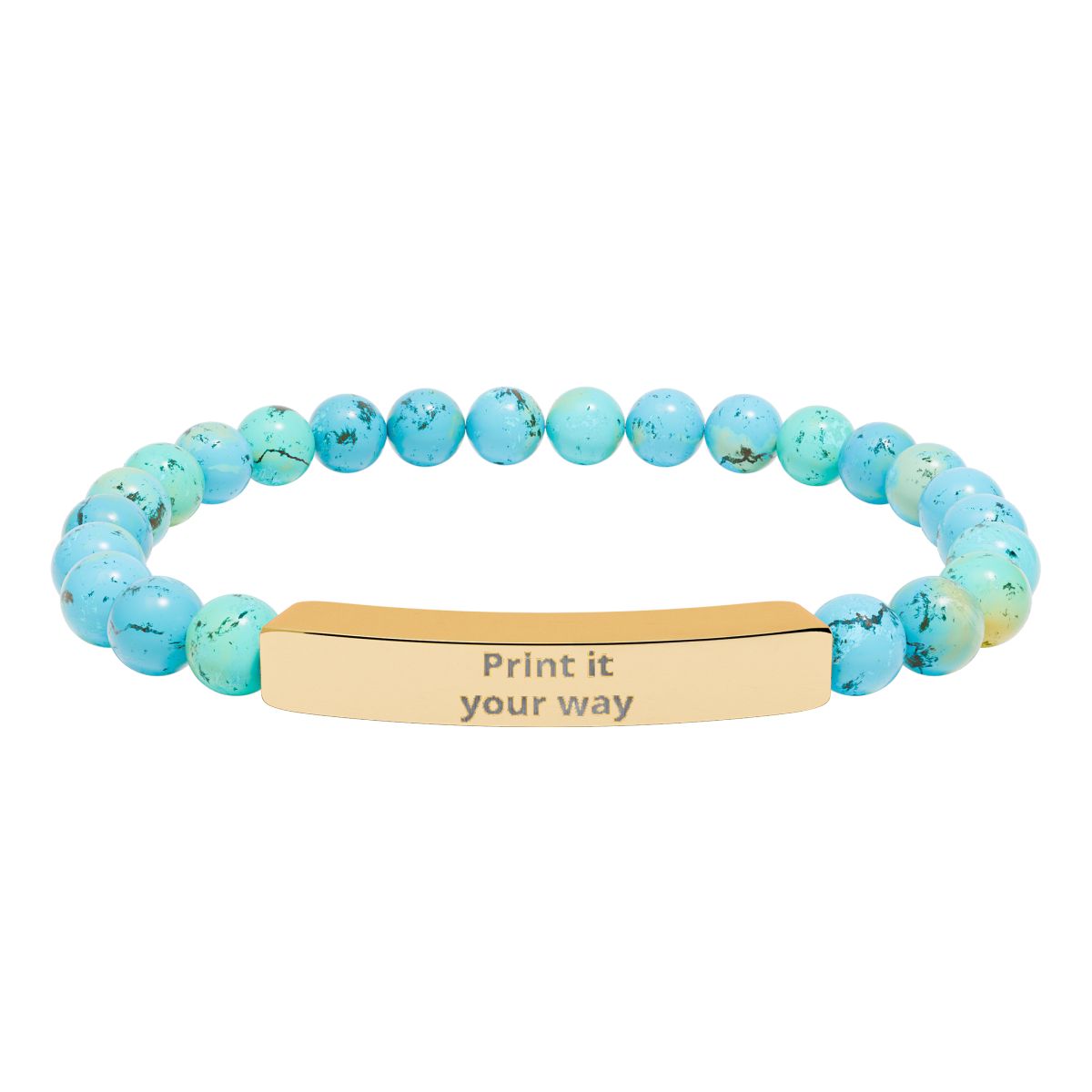 Engravable Stone Bead Bracelet — Personalized Bar Bracelet