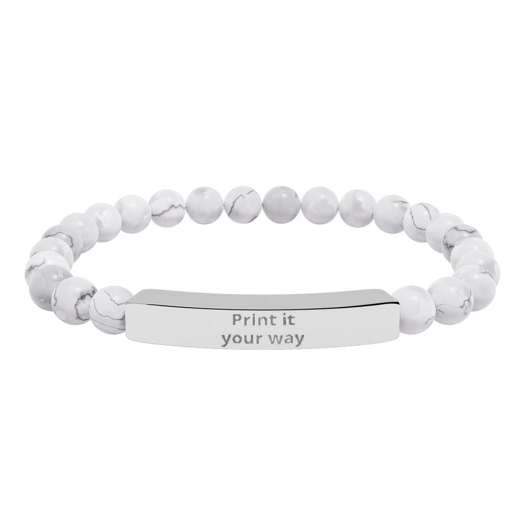 Engravable Stone Bead Bracelet — Personalized Bar Bracelet