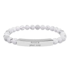 Engravable Stone Bead Bracelet — Personalized Bar Bracelet