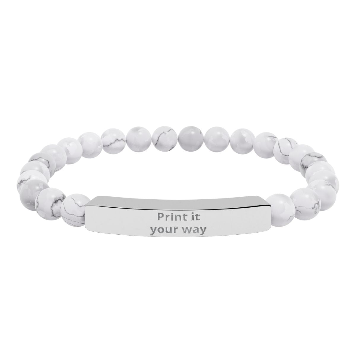 Engravable Stone Bead Bracelet — Personalized Bar Bracelet