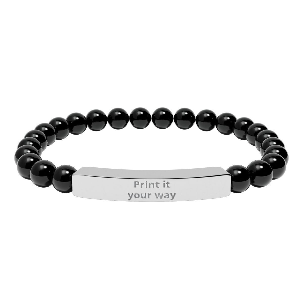 Engravable Stone Bead Bracelet — Personalized Bar Bracelet