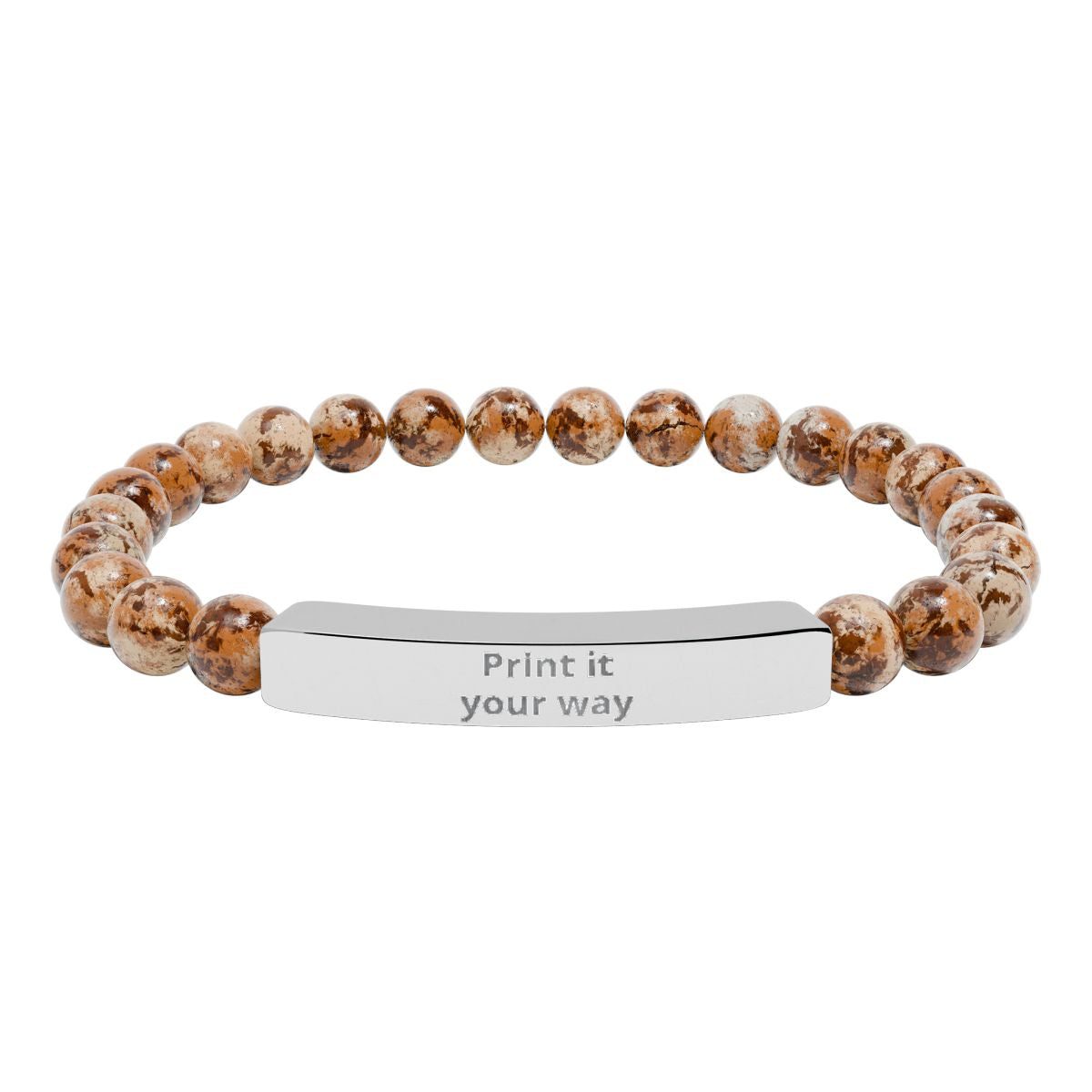 Engravable Stone Bead Bracelet — Personalized Bar Bracelet