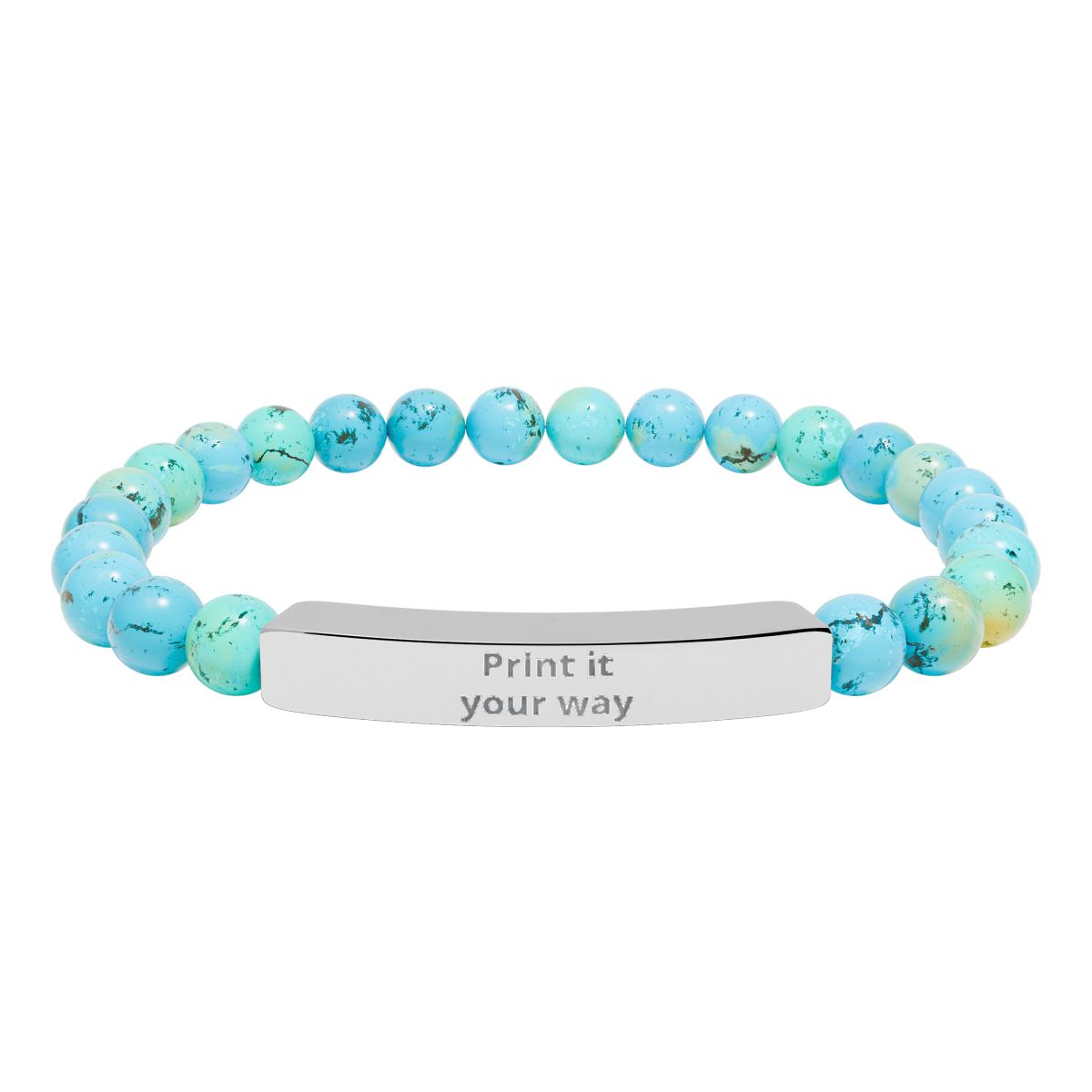 Engravable Stone Bead Bracelet — Personalized Bar Bracelet