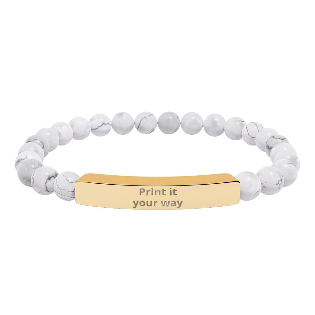 Engravable Stone Bead Bracelet — Personalized Bar Bracelet