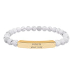 Engravable Stone Bead Bracelet — Personalized Bar Bracelet