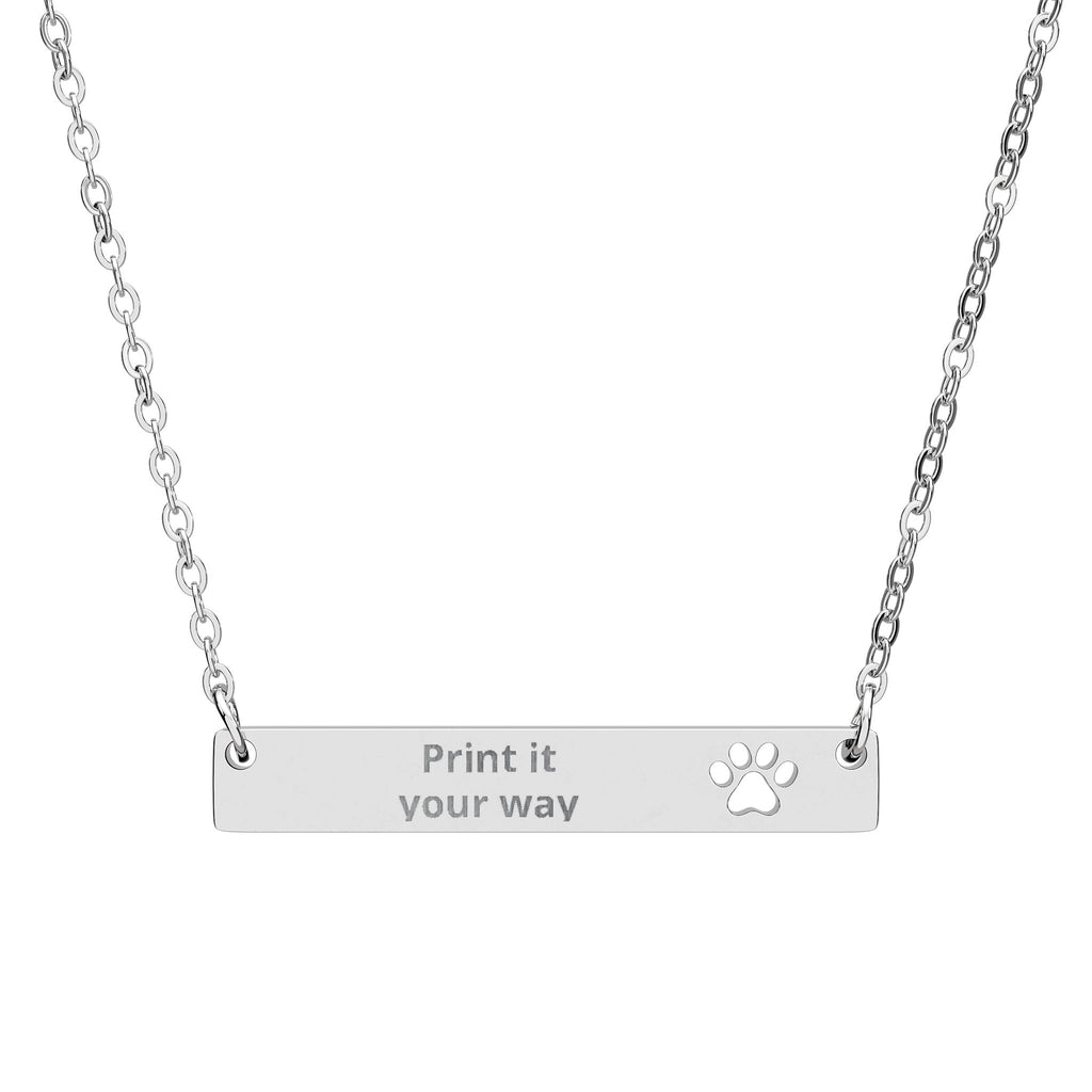 Engravable Paw Bar Necklace – Tell us the name or message you’d like engraved — make it personal.
