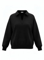 Ella Luxeflow - Long Sleeve Polo In Black