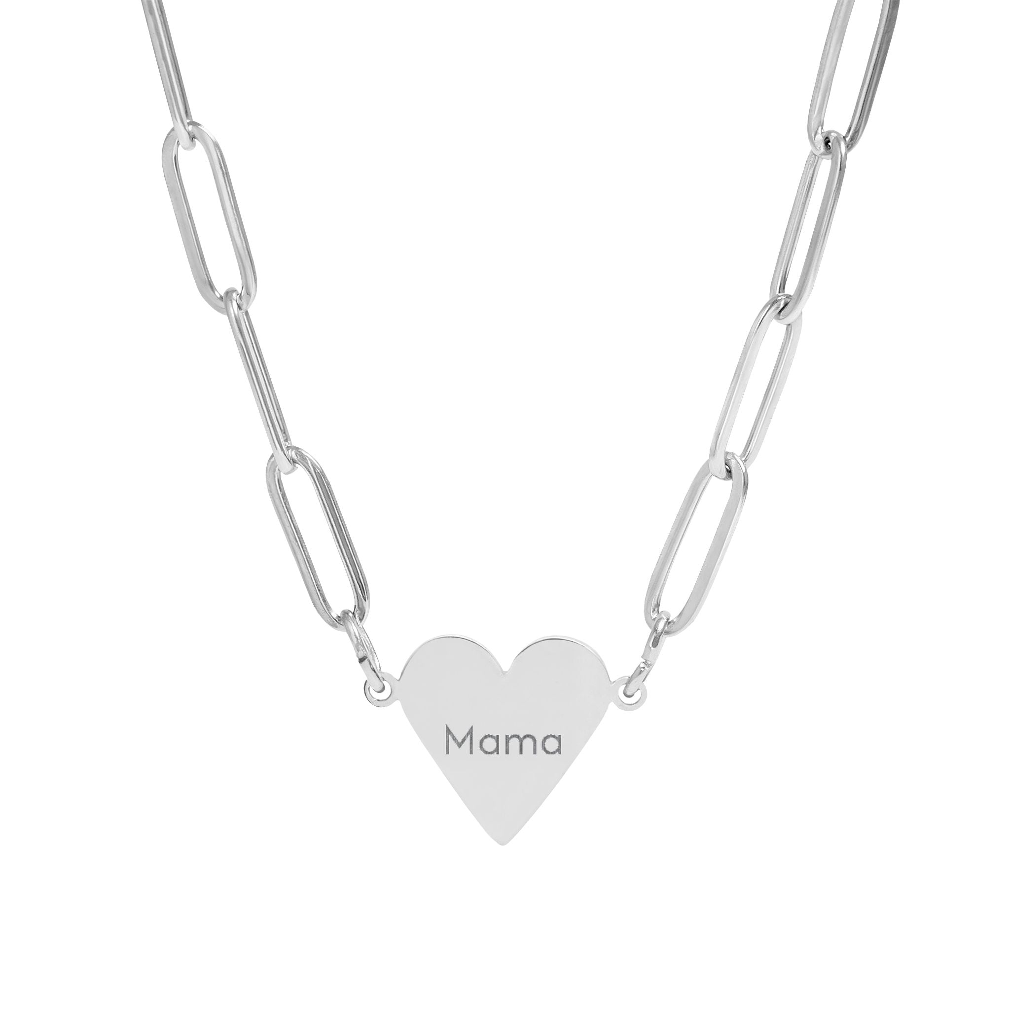 Engravable Paperclip Heart Necklace — Personalized “NAME” Pendant, Gold or Rose Gold