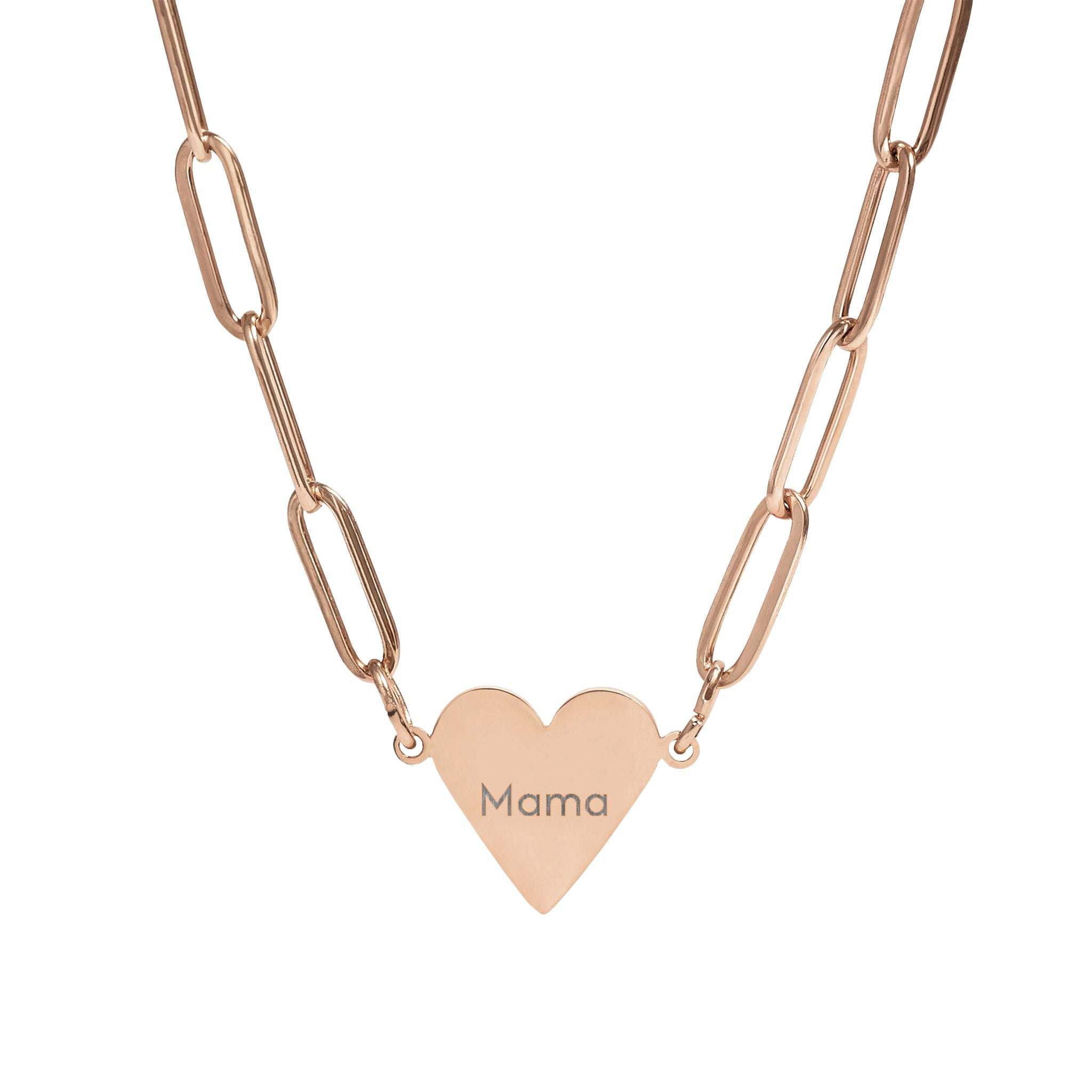 Engravable Paperclip Heart Necklace — Personalized “NAME” Pendant, Gold or Rose Gold