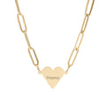 Engravable Paperclip Heart Necklace — Personalized “NAME” Pendant, Gold or Rose Gold