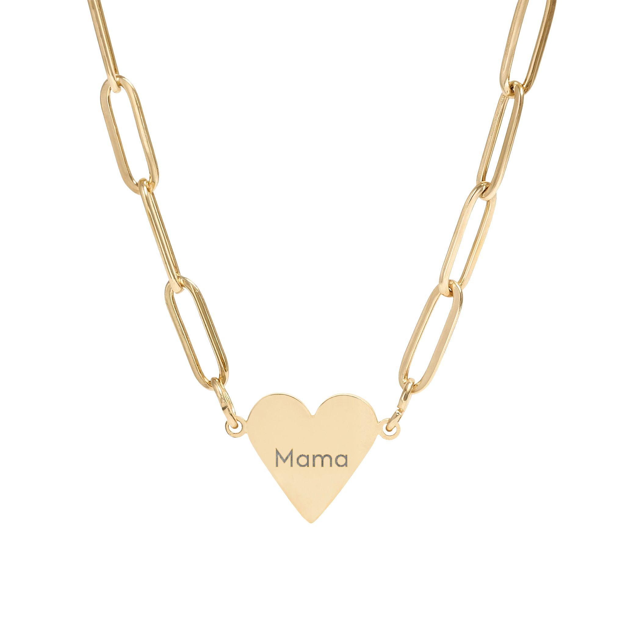 Engravable Paperclip Heart Necklace — Personalized “NAME” Pendant, Gold or Rose Gold