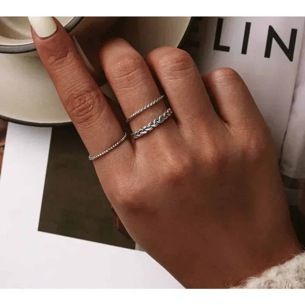 Sterling Silver Braided Twisted Eternity Band Stackable Ring