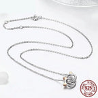Connected Hearts: Sterling Silver Star/Heart/Cat Pendant Necklace
