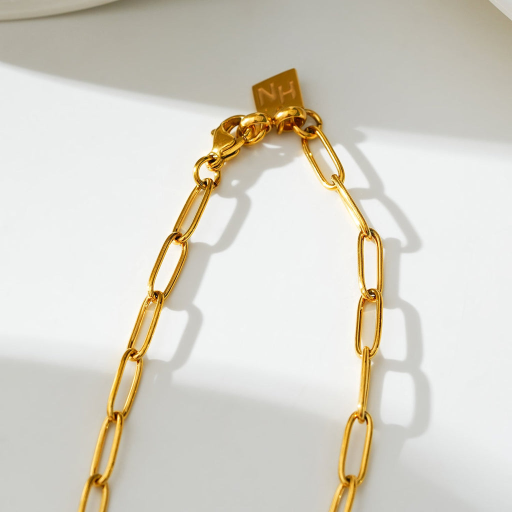 Essential Gold Chain Link Paper-Clip Necklace - 22"