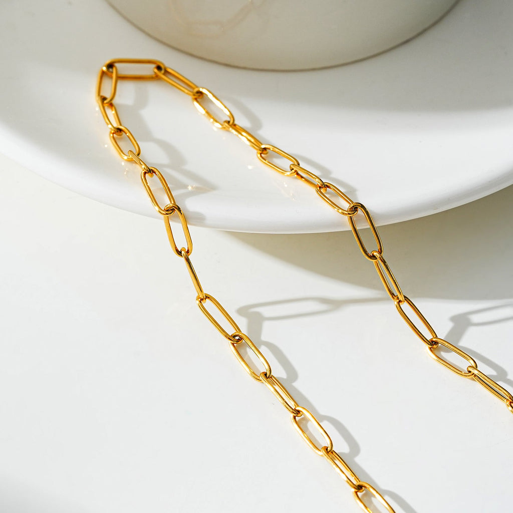 Essential Gold Chain Link Paper-Clip Necklace - 22"