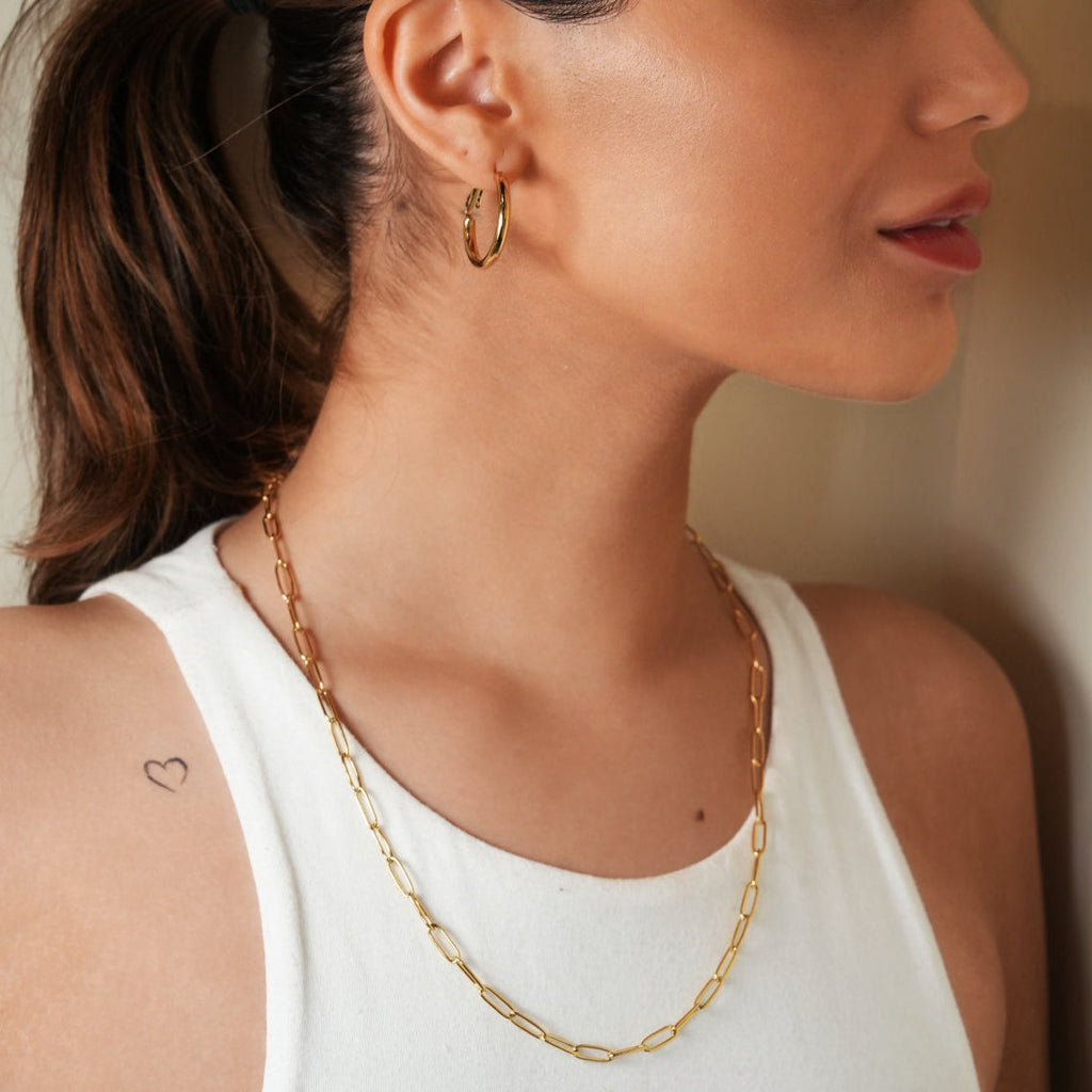 Essential Gold Chain Link Paper-Clip Necklace - 22"