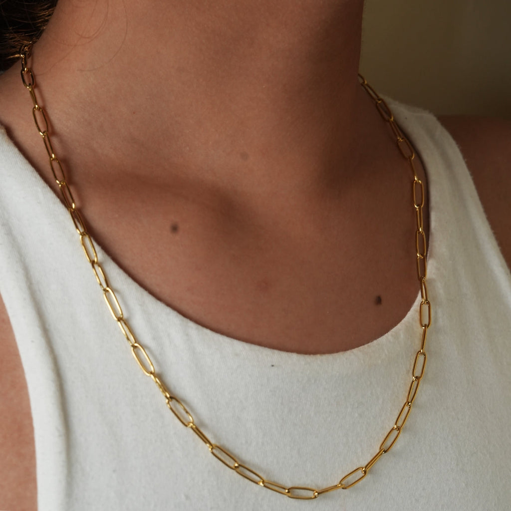Essential Gold Chain Link Paper-Clip Necklace - 22"