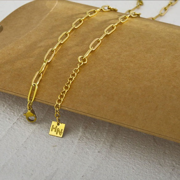 Essential Gold Chain Link Paper-Clip Necklace