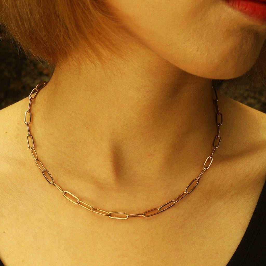 Essential Gold Chain Link Paper-Clip Necklace
