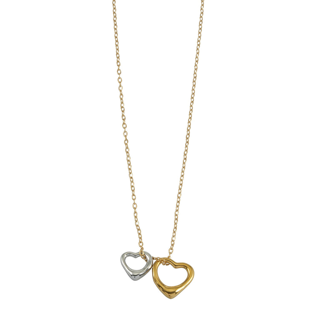 Two Abstract Heart Charms in Gold & Silver