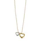 Two Abstract Heart Charms in Gold & Silver