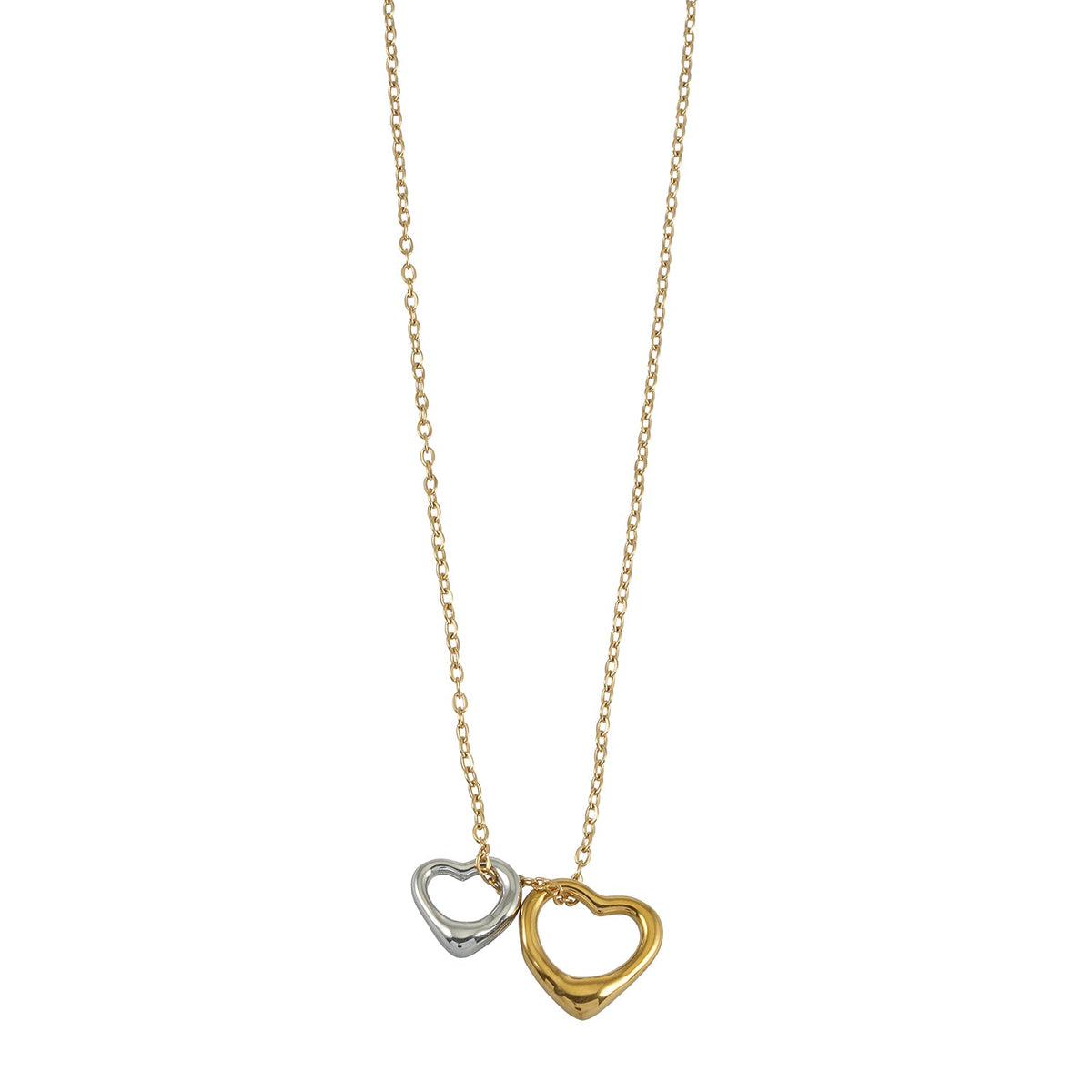 Two Abstract Heart Charms in Gold & Silver