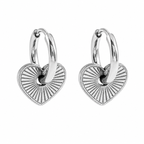 ENDEAR Silver (White Gold): Romantic Heart Charm Hoop Earrings – A Symbol of Everlasting Love.