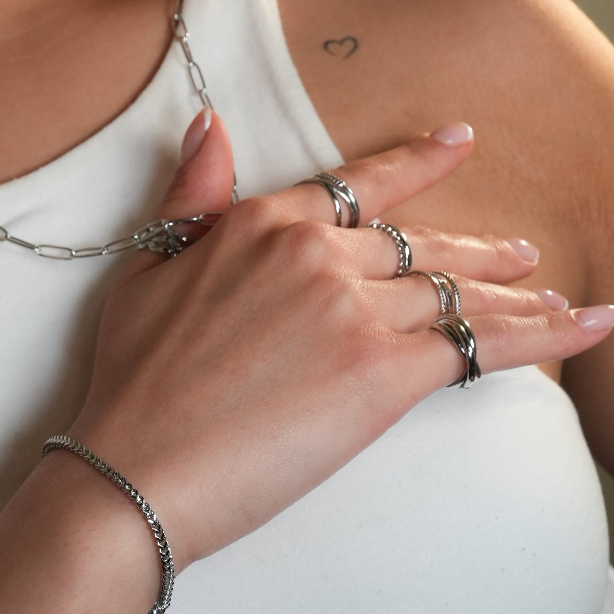 Triple Banded Interconnected Stack Ring