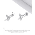 925 Sterling Silver Star And Butterfly Stud Earrings - Delicate And Fine Jewelry