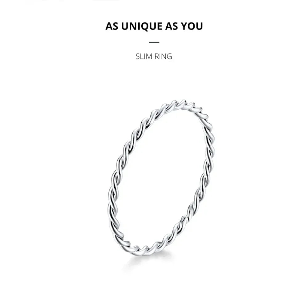 Sterling Silver Braided Twisted Eternity Band Stackable Ring
