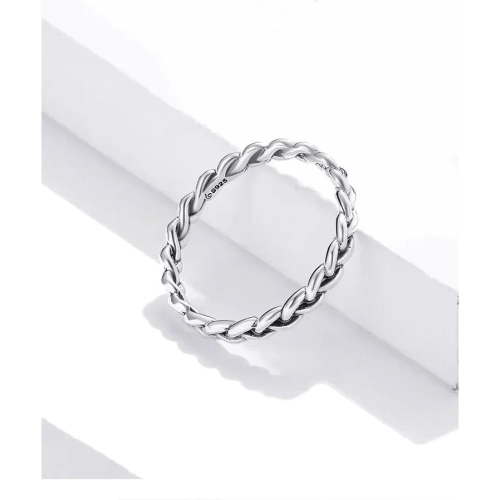 Sterling Silver Braided Twisted Eternity Band Stackable Ring