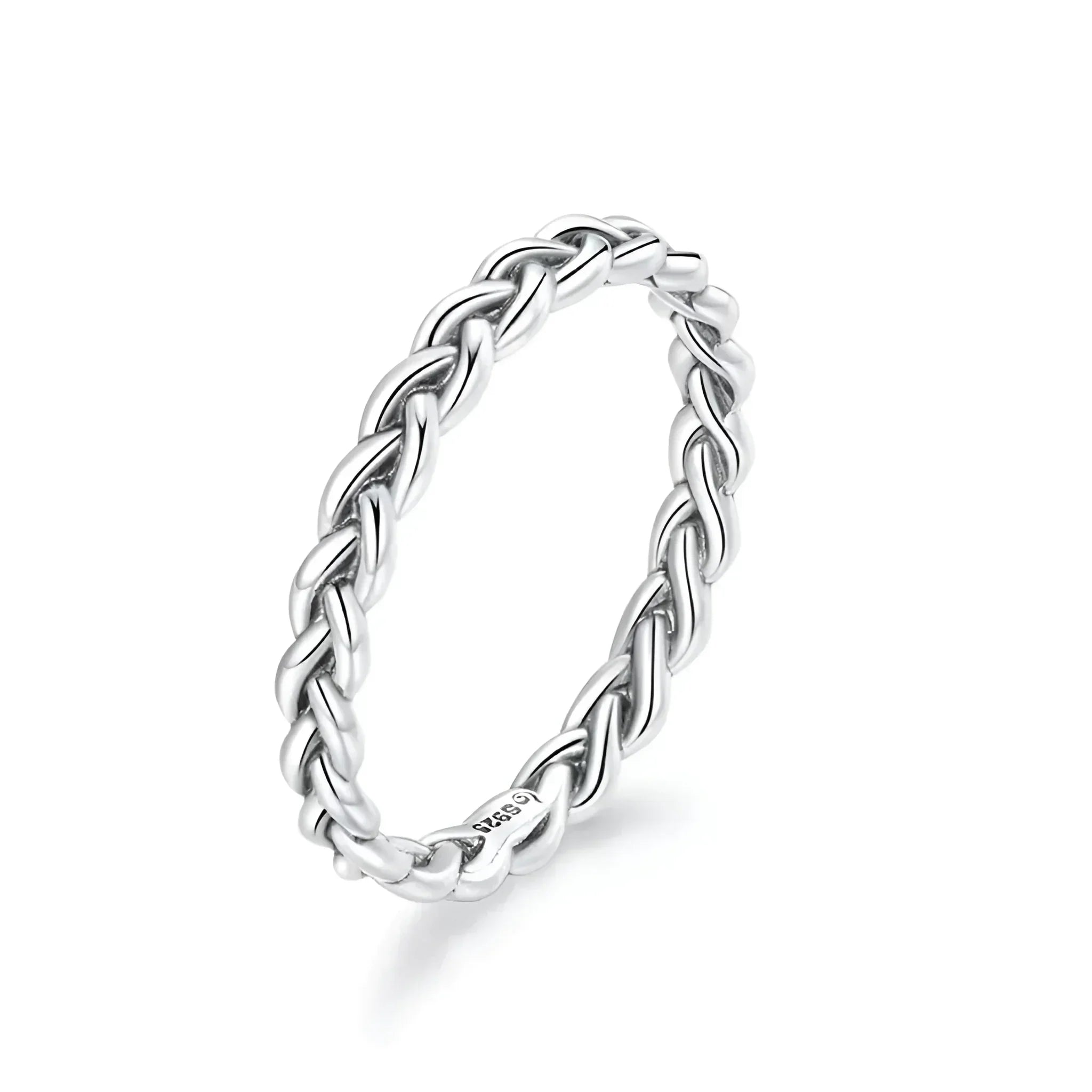 Sterling Silver Braided Twisted Eternity Band Stackable Ring