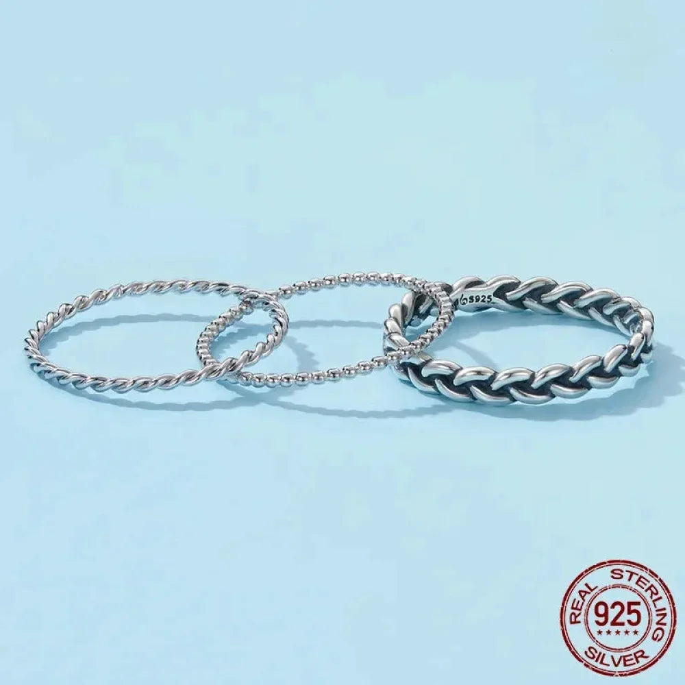Sterling Silver Braided Twisted Eternity Band Stackable Ring
