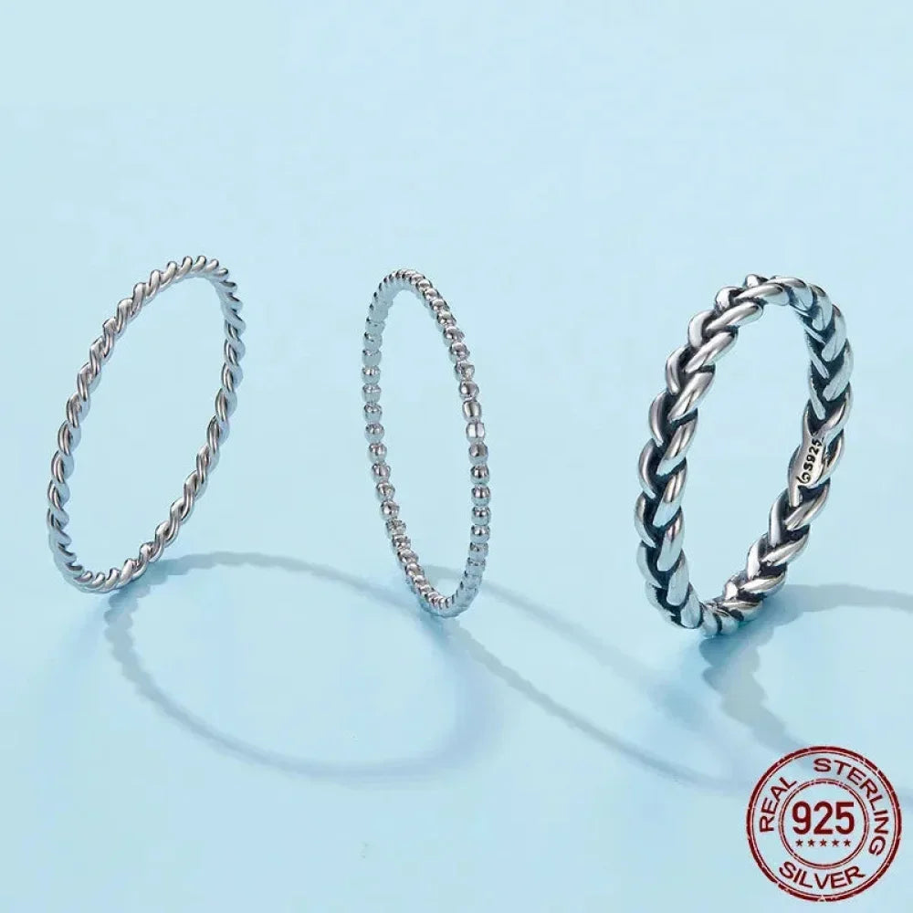 Sterling Silver Braided Twisted Eternity Band Stackable Ring