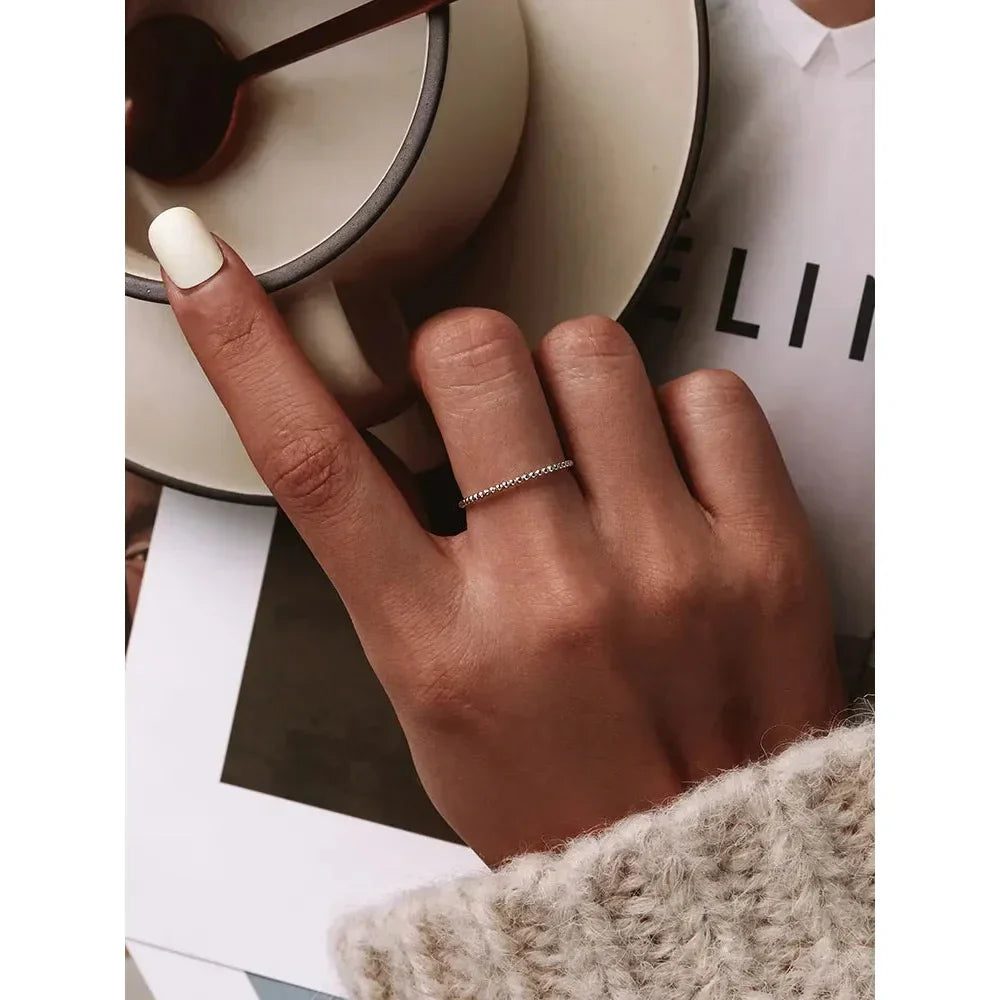 Sterling Silver Braided Twisted Eternity Band Stackable Ring