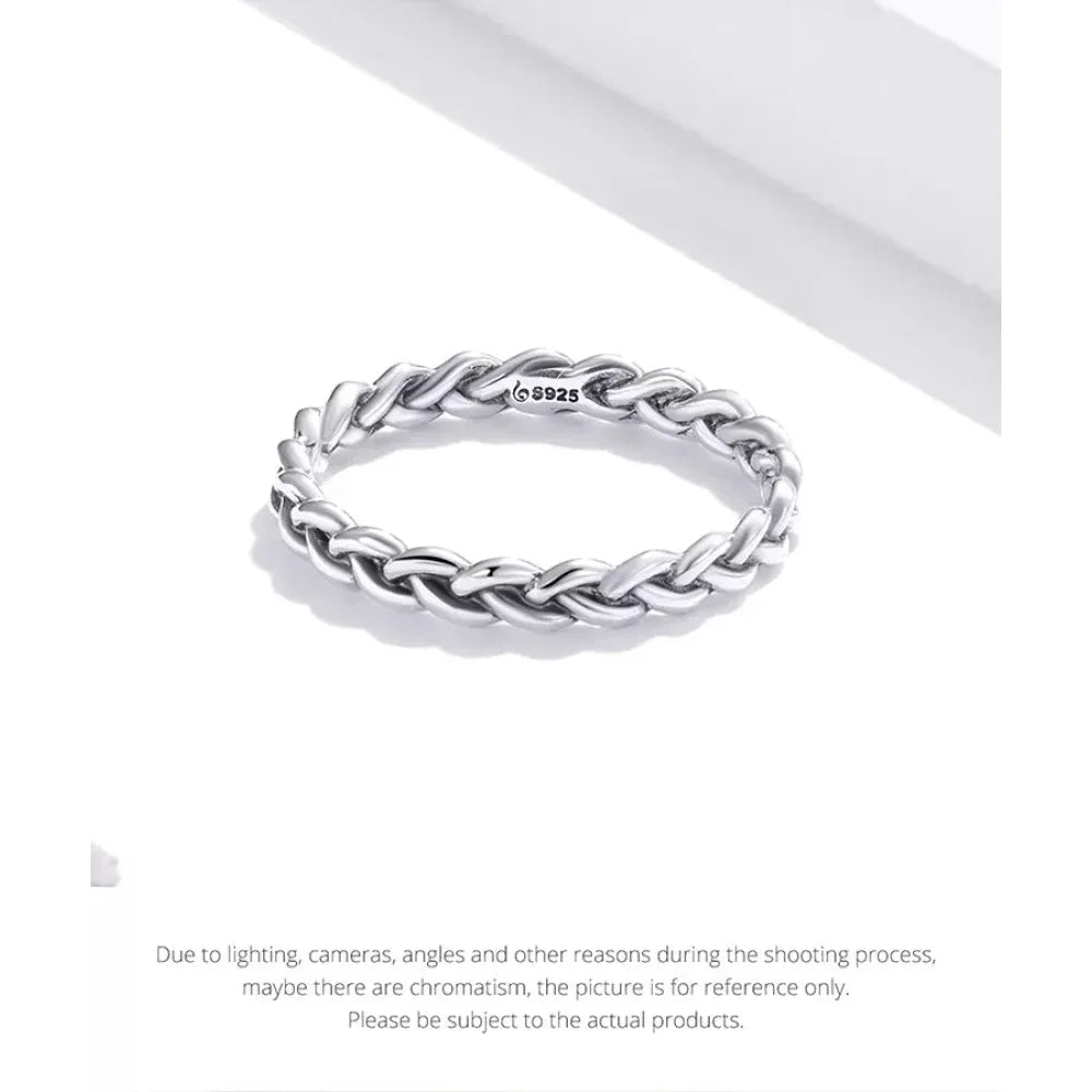 Sterling Silver Braided Twisted Eternity Band Stackable Ring