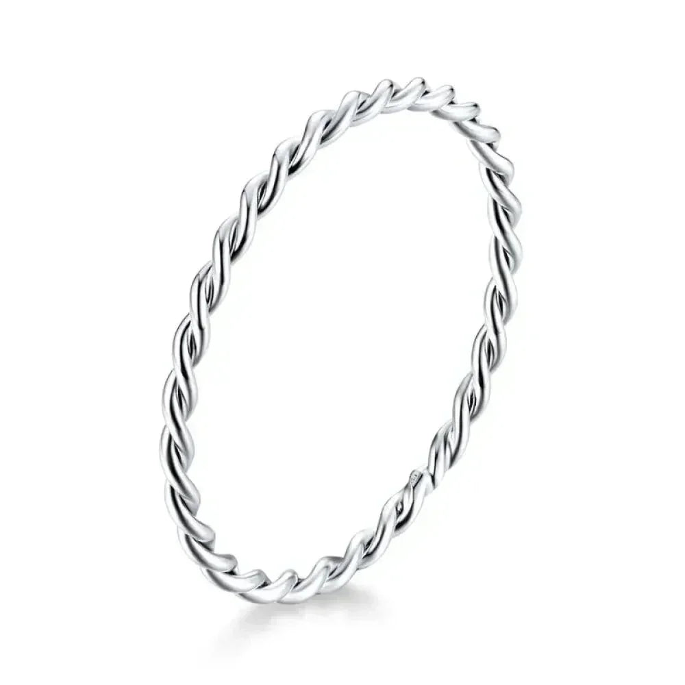 Sterling Silver Braided Twisted Eternity Band Stackable Ring