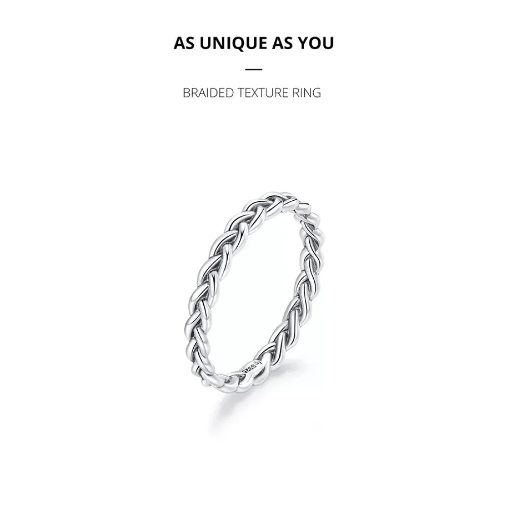 Sterling Silver Braided Twisted Eternity Band Stackable Ring