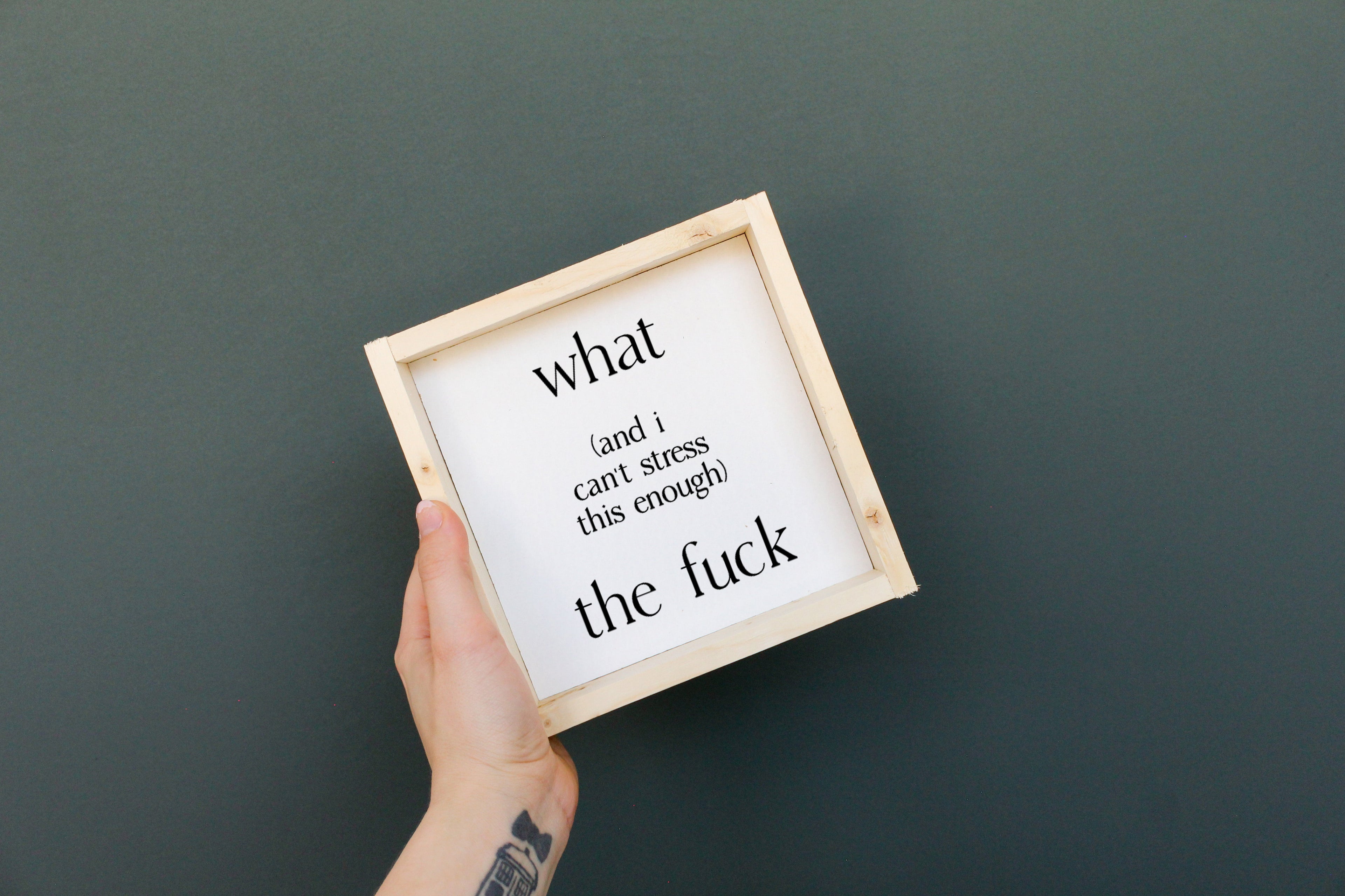 What (and I cannot stress this enough) the Fuck? Wood Sign