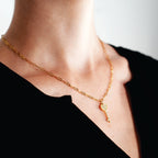 JAZRINA Gold: Pavé Key & Heart Pendant on a Paper Clip Chain Necklace